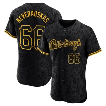 Authentic Pittsburgh Pirates Dovydas Neverauskas Snake Skin City Jersey - Black