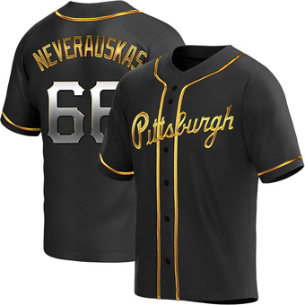 Youth Replica Pittsburgh Pirates Dovydas Neverauskas Alternate Jersey - Black Golden